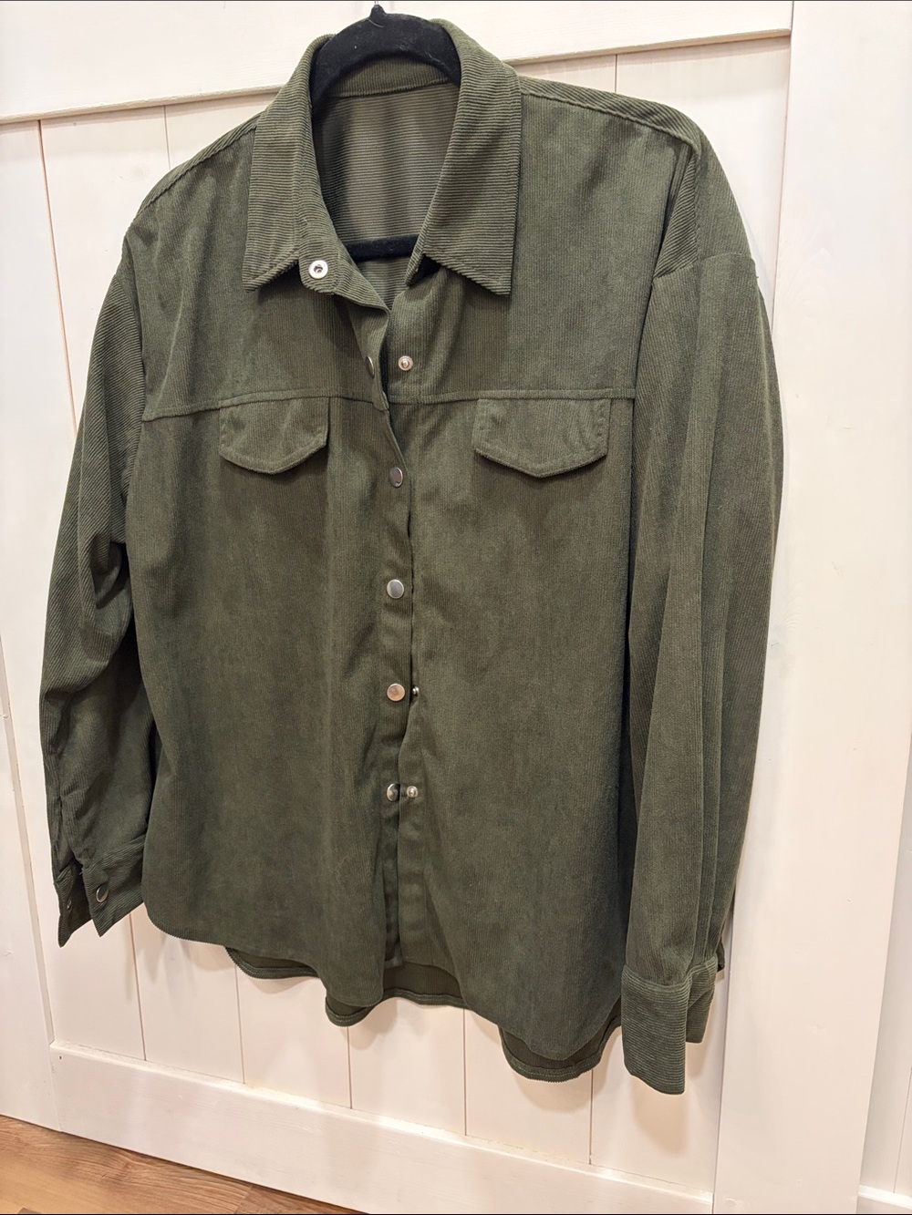 SHEIN Olive Green Corduroy Utility Jacket